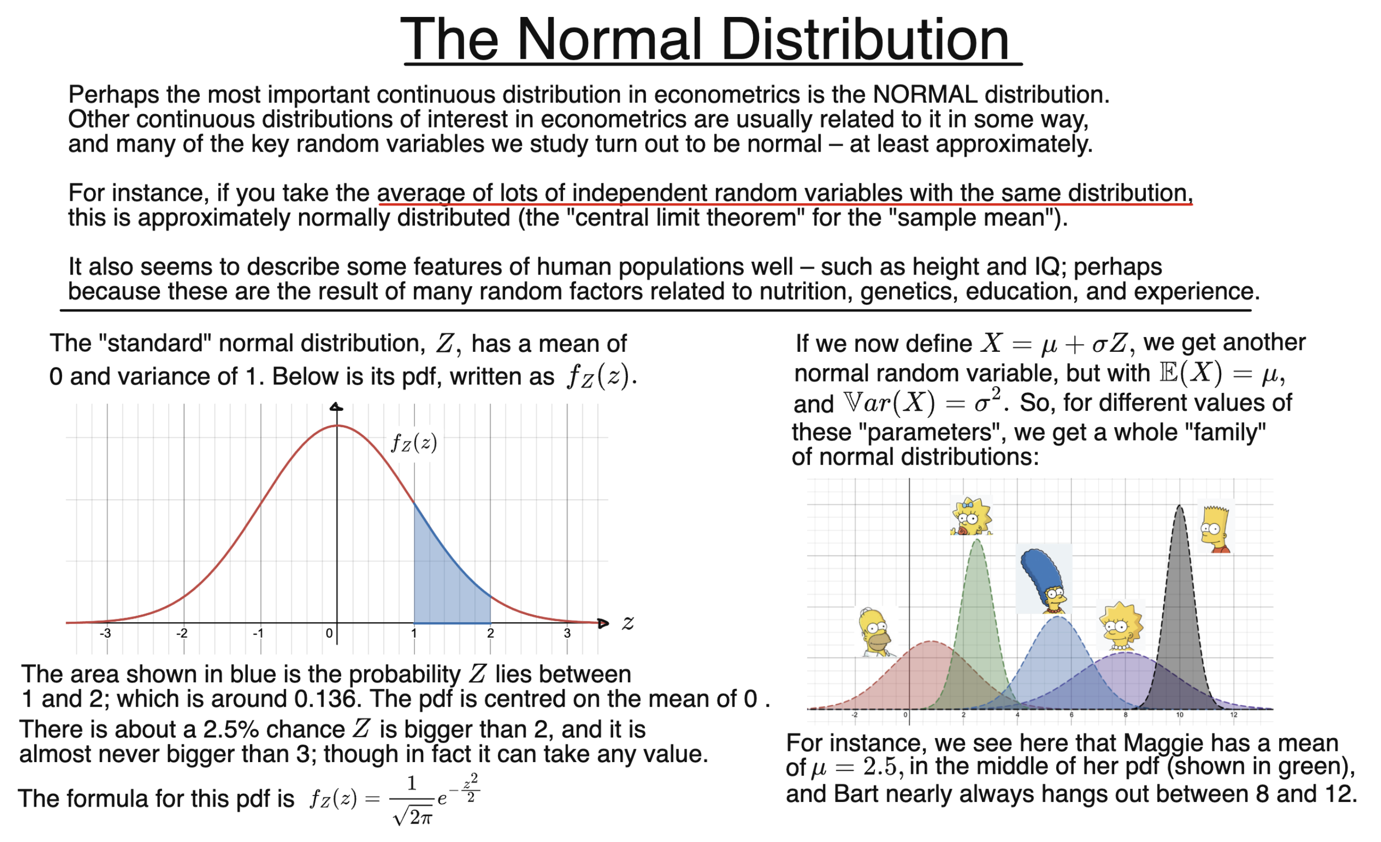 Normal distribution showing bell curve pdf and examples with different means and variances