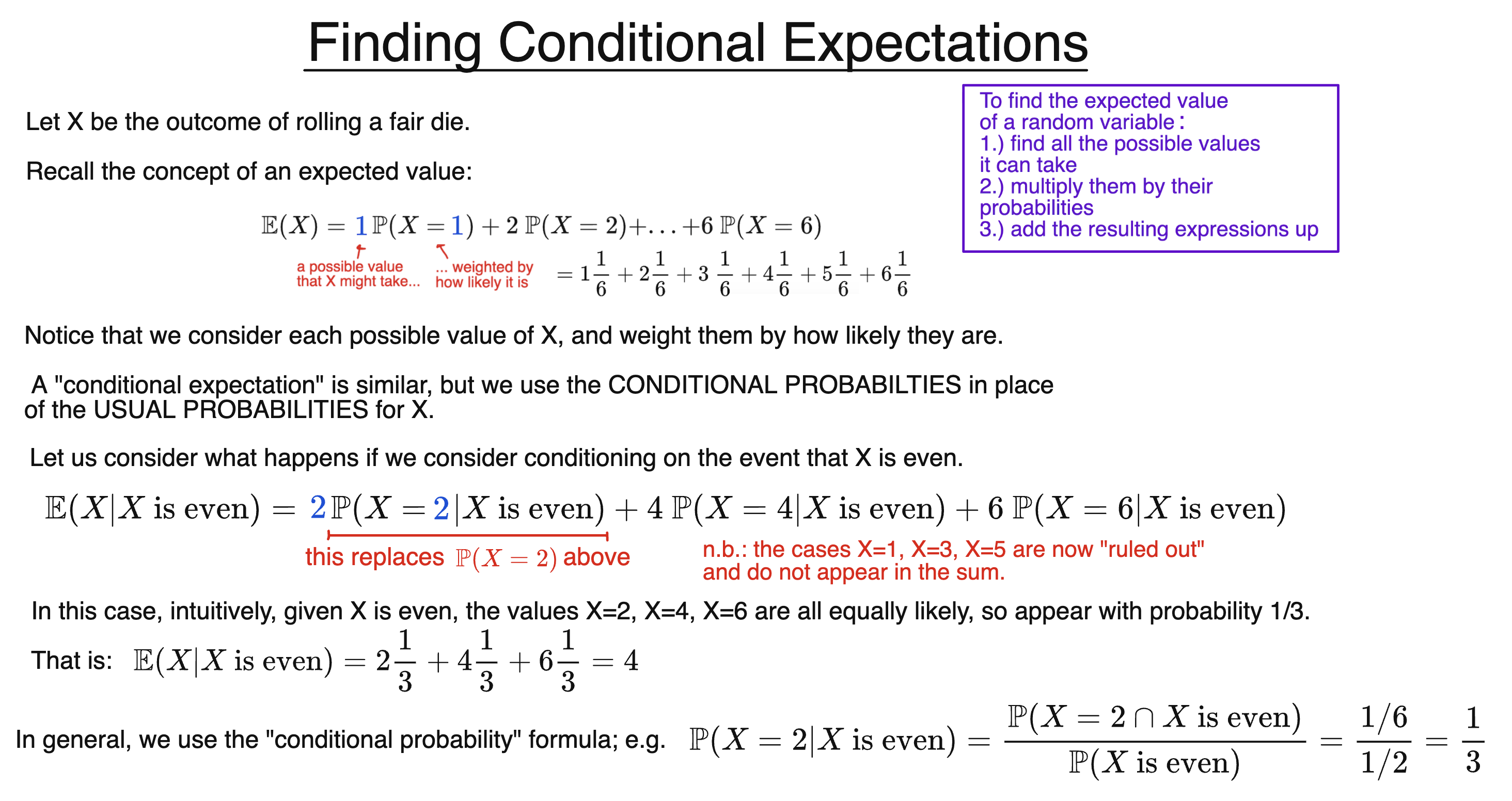 Calculating Conditional Expectations